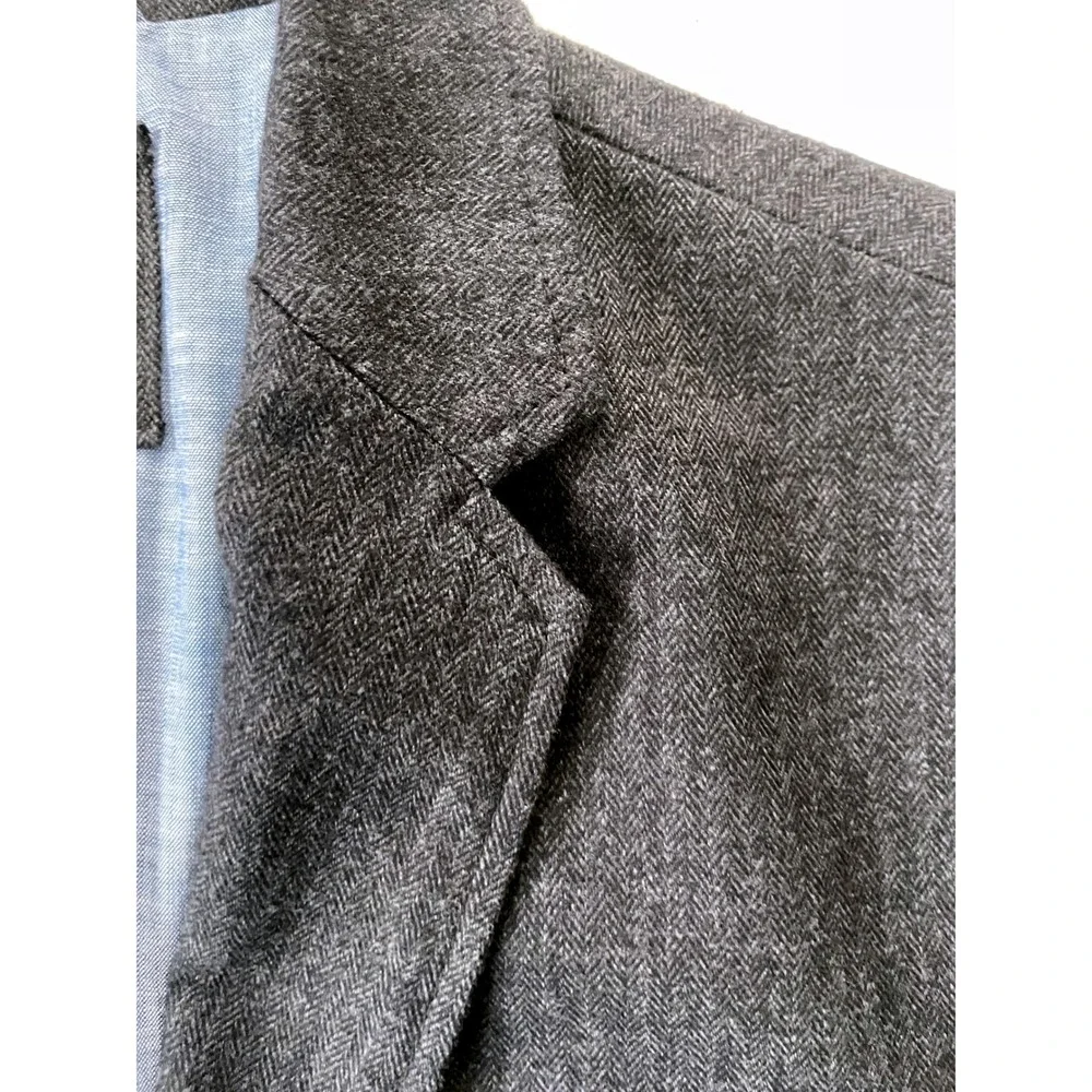Gap Mens Extra Small‎ Blazer Charcoal Tonal Herringbone Cotton Blend Jacket